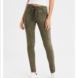 High waisted olive cargo jeggings